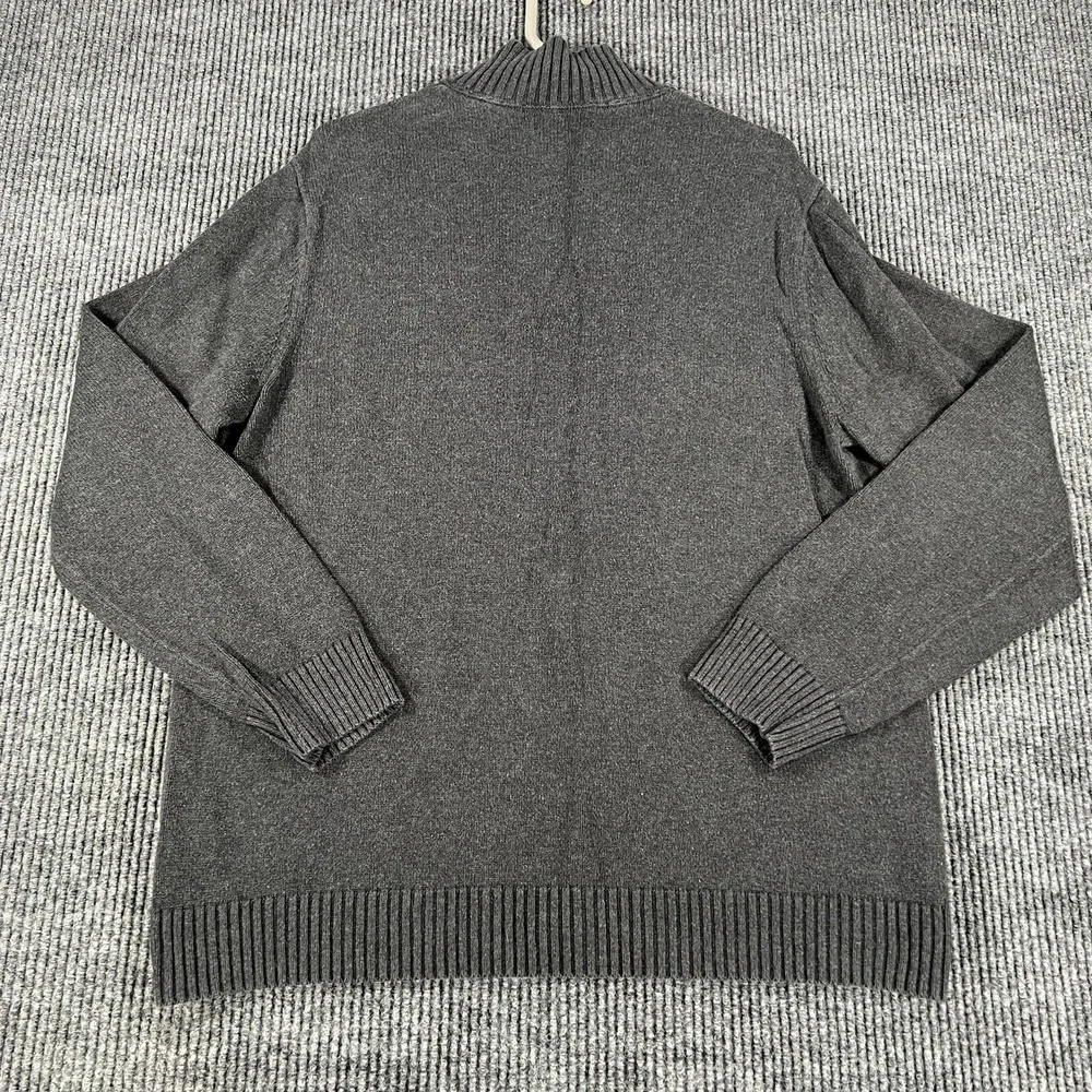 Banana Republic Sweater Mens Large Gray Long Sleeve Mock Neck 1/4 Button Up